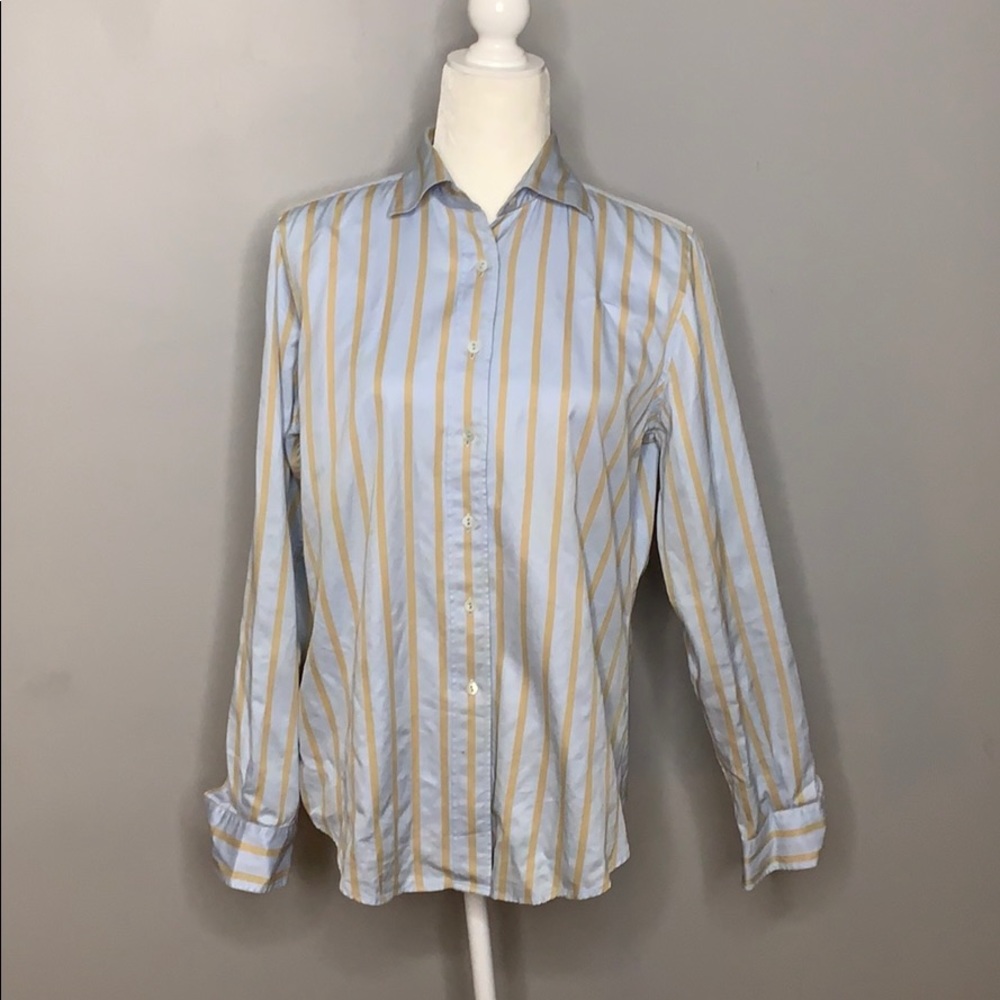 Faonnable Collared Blue/Cream Collared Work Shirt - image 1